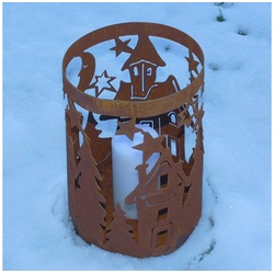 440s Gartenfigur 440s Rost-Windlicht Winter D ca. 27 cm, (Stück) braun