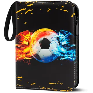 Sammelalbum für Fussball Karten, 50 Seiten 400 Karten Kapazität Fußball Sammelalbum, PU Tragbar Wasserdicht Karten Halter Heft Ordner Buch kompatibel Fußballkarten Geschenk für Sammler