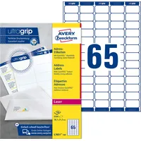 AVERY L7651-100 Adressetiketten/Adressaufkleber (6.500 Etiketten mit ultragrip, 38,1x21,2mm auf