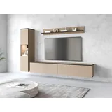 INOSIGN Wohnwand »PARIS, Vitrine Türanschlag links/rechts wechselbar«, (Komplett-Set, 3 St.), grifflose Design, stehend und hängend montierbar