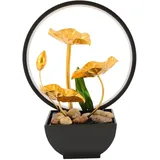 HarBin-Star - Zimmerbrunnen LED, Zimmerbrunnen Wasserfall, Tischbrunnen mit Beleuchtung Wasserfall, Moderne Zen Deko mit Geräuschloser Pumpe, für Haus, Büro, Garten, 22 x 13 x 28cm