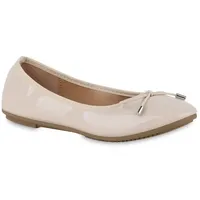 VAN HILL Damen Klassische Ballerinas in Beige Lack