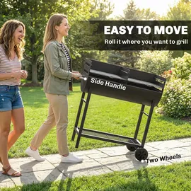 Outsunny Holzkohlegrill Grillwagen schwarz