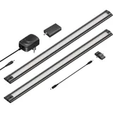 ledscom.de Smarte LED Unterbau-Leuchte SIRIS schwarz matt mit WLAN-Controller, flach, Smart-Home, Alexa-fähig (Echo) je 50cm, je 655lm, weiß, 2er Set, dimmbar