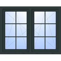 Kunststoff Fenster 2-flügelig symm Dreh-Kipp/Dreh-Kipp HENRY fester Pfosten 3-fach verglast Anthrazit RAL 7016 innen öffnend Seitenunabhängig