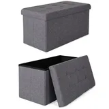 tavora Sitzhocker faltbar Leinen 76 x 38 x 38 cm Grau