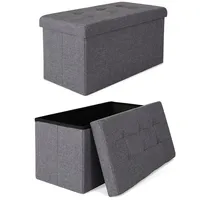 tavora Sitzhocker faltbar Leinen 76 x 38 x 38 cm Grau