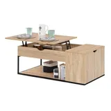 IDMarket - Couchtisch mit Klappplatte, rechteckig, Detroit mit Truhe, Industriedesign
