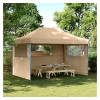 VidaXL Partyzelt Faltbar Pop-Up mit 3 Seitenteilen Beige