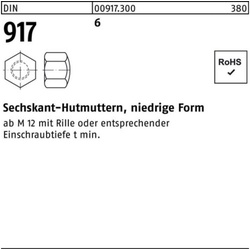 Reyher Hutmutter 250er Pack Sechskanthutmutter DIN 917 niedrige FormM16 6 250 Stück DI