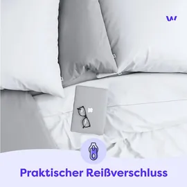 Wolkenfeld Mako-Satin Bettwäsche 200x220 weiß & 100% Baumwolle", - Traumhaft weiche Bettwäsche-Sets - 1x Bettbezug 200x220cm + 2X Kissenbezug 80x80