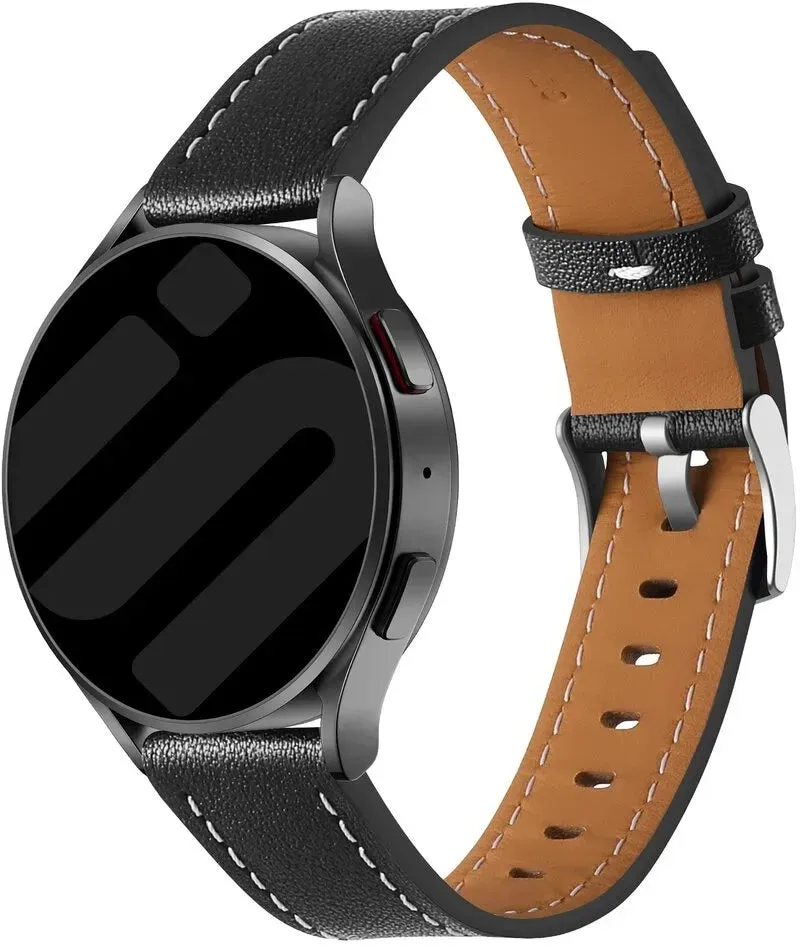 Strap-it ICE Smart ST 2.0 Round 1.20 Armband Leder 'One push' für ICE Smart ST 2.0 Round 1.20 - Schwarz - Schnallenverschluss
