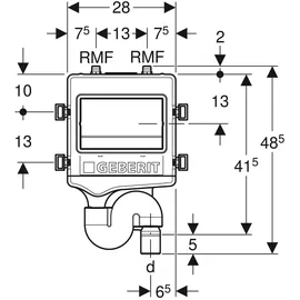 Geberit HS30 mit zwei Wasseranschlüssen, Montagezubehör,
