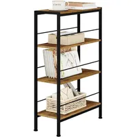Woltu Standregal Dunkelbraun, Schwarz, Holzwerkstoff, 4 Fächer, Rechteckig, eckig,