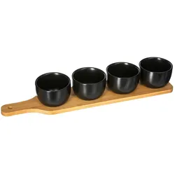 Secret de Gourmet - Set mit Schalen für Aperitifs auf Servierplatte, Farbe Schwarz, 41,2x8x6 cm