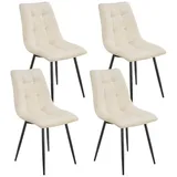 Juskys Esszimmerstühle Blanca 4er Set - Samt Stühle gepolstert - Stuhl Esszimmer & Küche Beige