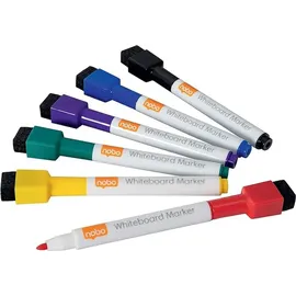 NOBO wiederbeschreibbare, trocken abwischbare Mini-Marker – farblich sortiert, 6er-Pack