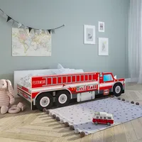 Kids Collective Autobett Kinderbett Jugendbett 70x140 | Feuerwehr Feuerwehrauto Feuerwehrmann Kinder Spielbett, ohne Matratze - Rot