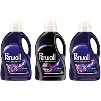 PERWOLL Flüssig-Set 3x 27 Waschladungen (81WL) 1x Black & 2x Black Blütenmeer, Feinwaschmittel-Set reinigt sanft und erneuert dunkle Farben und Fasern, mit Dreifach-Renew-Technologie