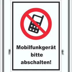 HB-Druck Handy aus Mobilfunkgerät abschalten Aufkleber A4 (210x297mm)