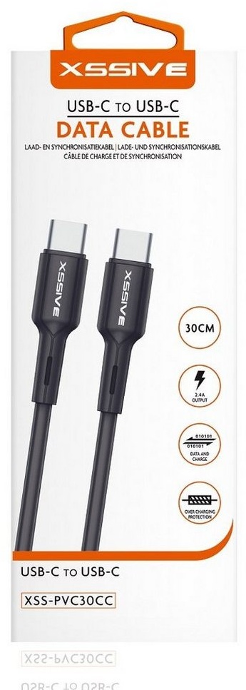 COFI 1453 3 Meter USB-C zu USB-C Ladekabel 2.4A Output Datenkabel schwarz Smartphone-Kabel, (300 cm) schwarz