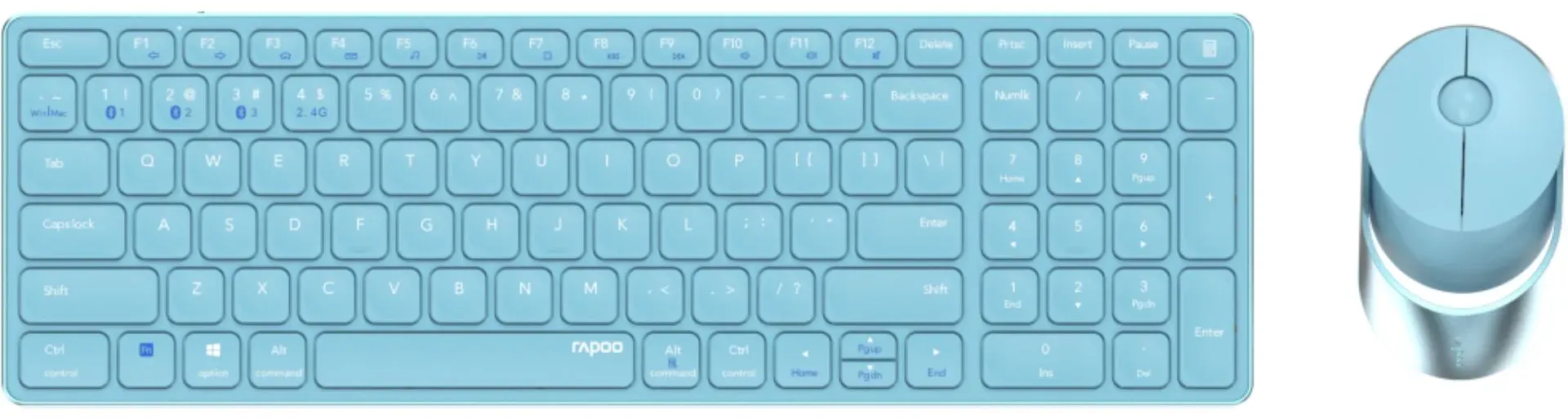 Preisvergleich Produktbild Rapoo 9750M Blau QWERTZ Kabelloses Multi-Mode-Deskset