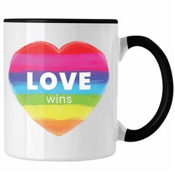 Trendation Tasse Trendation – Regenbogen Tasse Geschenk LGBT Schwule Lesben Transgender Grafik Pride Love schwarz