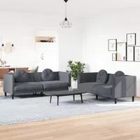 SECOLI Sofa 3 sitzer und 2 sitzer Set Sofa 3 2 Sofagarnitur Couchgarnitur Sofa Samt für Zuhause und Büro-Dunkelgrau-2-Sitzer + 3-Sitzer