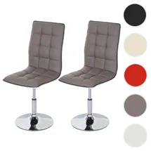 Mendler 2er-Set Esszimmerstuhl HWC-C41, Stuhl K√ochenstuhl, h√∂henverstellbar drehbar, Kunstleder MVG-zertifiziert ~ taupe-grau