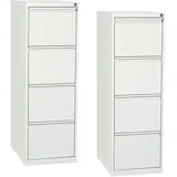 Schrank & Stuhl 2 Stück Hängeregisterschränke einbahnig – Hängemappenschränke mit je 4 Schüben für DIN A4, abschließbar, komplett montiert, 132 x 40 x 62 cm, Weiß