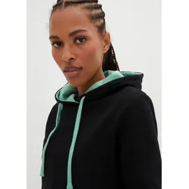 bonprix Hoodie mit Stehkragen, Oversize Passform, aus Baumwolle grün|schwarz XXL (52/54)