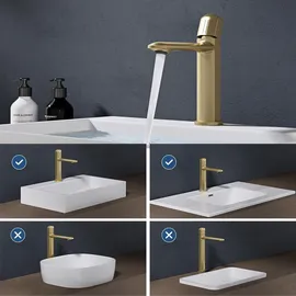 doporro WAO-1190 Waschtischarmatur Gebürstet Gold