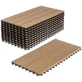 Ventanara® WPC Holz Kunststoff Fliesen Terrassenfliesen Klickfliesen Balkonfliesen 11 Stück (30 x 60 cm, Natur Standard)