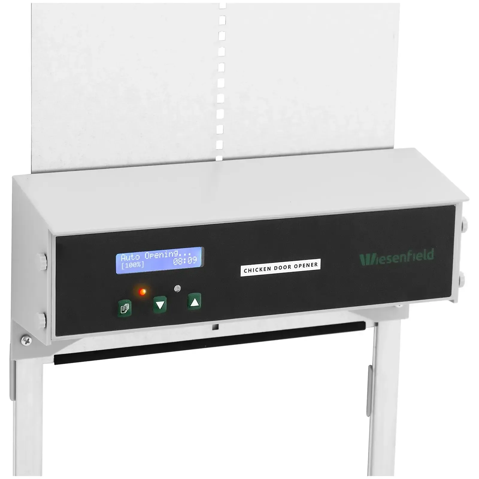Wiesenfield Automatische Hühnerklappe - Timer / Lichtsensor - batteriebetrieben - automatische Verriegelung - Antiblockierfunktion WIE-CCD-100