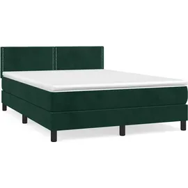 vidaXL Boxspringbett mit Matratze Dunkelgrün 140x200 cm Samt vidaXL