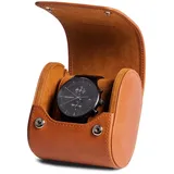 Gentlemen's Uhrenbox Echtleder Watchbox - mit weichem Innenfutter, 100% handgefertigt, ideal auch als Geschenk braun