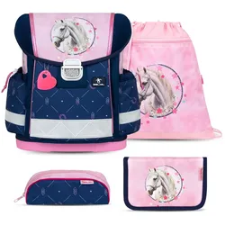 Rucksack Classy ergonomisches Schulranzen-Set 4-Teile "Amazing Horses"