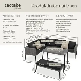 Tectake tectake® Rattan Lounge mit Aluminiumgestell hochwertiges Geflecht