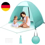 Pop up Strandmuschel, 2-3 Personen Familie Zelt UV Schutz UPF 50+ Strandzelt Wur
