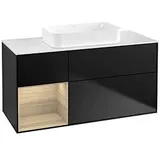 Villeroy & Boch Finion Waschtischunterschrank G701PCPD 120x60,3x50,1cm, Regal rechts Oak Veneer, Black matt lacquer