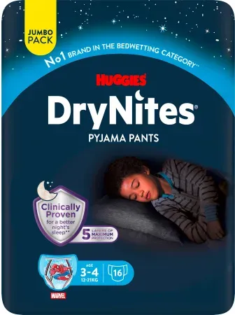 Huggies DryNites Nachtunterhosen Jungen 3-4 Jahre 12-21kg 16 Stück