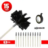 Verstellbares Pelletofen-schornsteinreinigungsset, 100-mm-schornsteinreinigungsbürste, 11 Schornsteinreinigungsstangen (4,5 M), Pelletofen-reinigungsset, Schornsteinreinigungswerkzeug