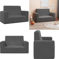 vidaXL Kindersofa 2-Sitzer Anthrazit Weich Plüsch