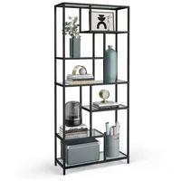 VASAGLE Bücherregal mit 6 Ablagen tintenschwarz - transparent