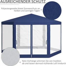 Outsunny Pavillon 3,94 x 3,41 m inkl. 6 Seitenteile Blau