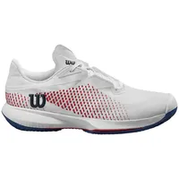 Wilson Kaos Swift 1.5 Clay Tennis Shoe, White/Deja Vu Blue Red, 40 EU