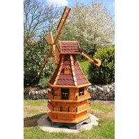 1,50 m XXL Windmühle mit Solar, Windmühlen für den Garten aus Holz rot Typ 21.1 - Rot