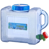 Wasserkanister mit Wasserhahn und Schraubdeckel, 5 l, BPA-frei, Trinkwassertank, tragbar mit Griff, für Wohnwagen, Picknick, Wandern, transparent