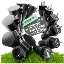 greate Schuko-Steckdose 6 St. Schwarz