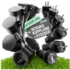 greate Schuko-Steckdose 6 St. Schwarz
